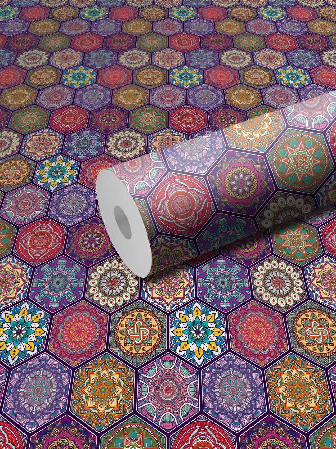 

WALLWEAR Blue & Green Self-Adhesive Wallpaper, Red