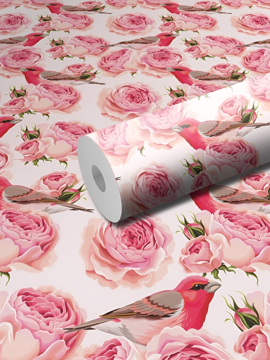 

WALLWEAR White & Pink Floral and Botanical Printed Wall Sticker