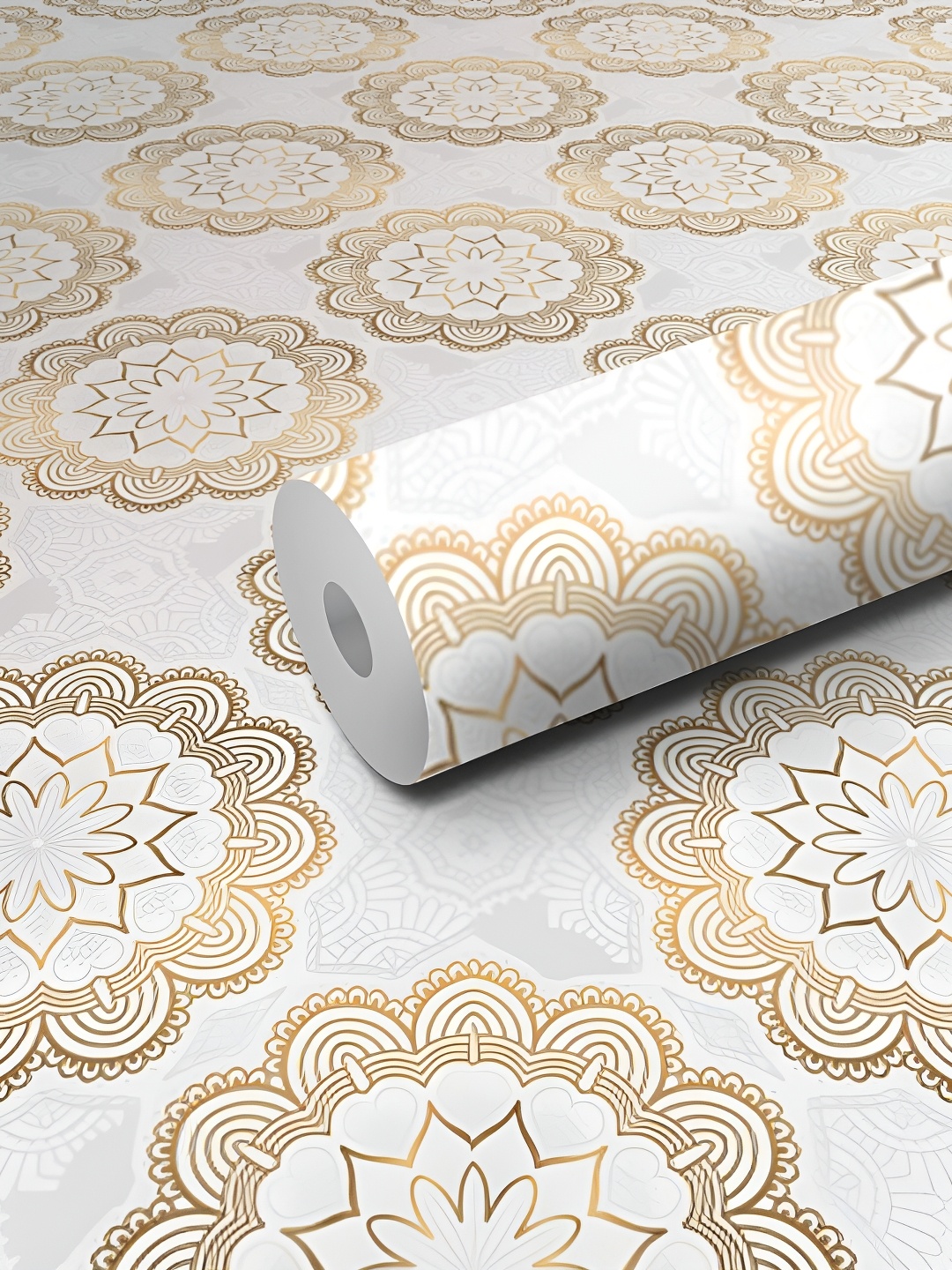 

WALLWEAR White & Beige Geometric Printed Self-Adhesive Waterproof Wallpaper