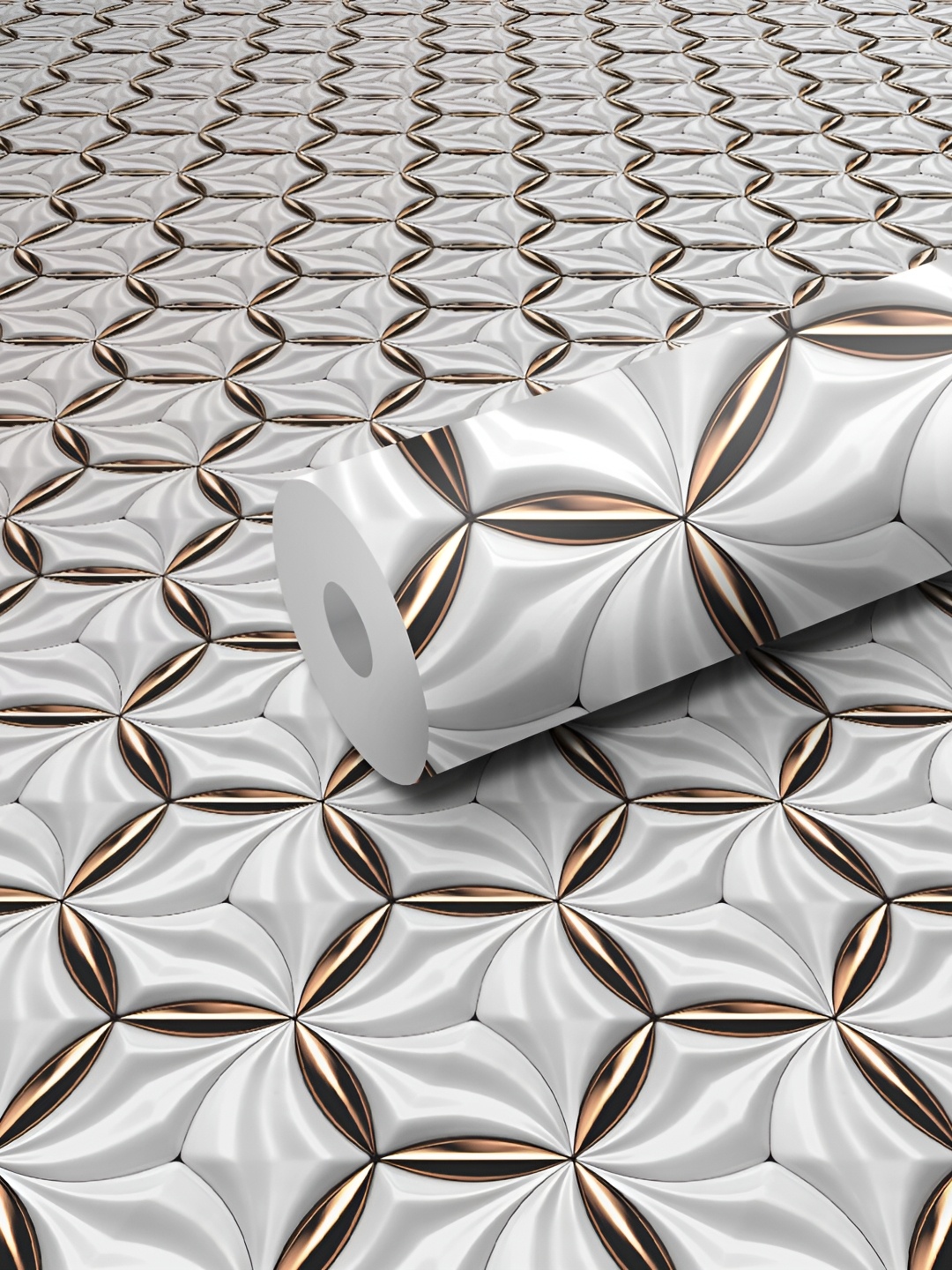 

WALLWEAR White Geometric Self-Adhesive Wallpaper