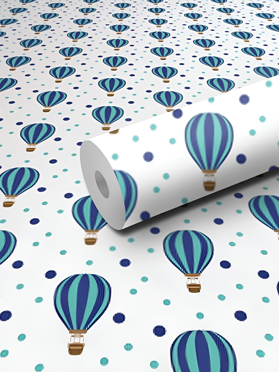 

WALLWEAR Blue Parachute Self-Adhesive Wallpaper, White
