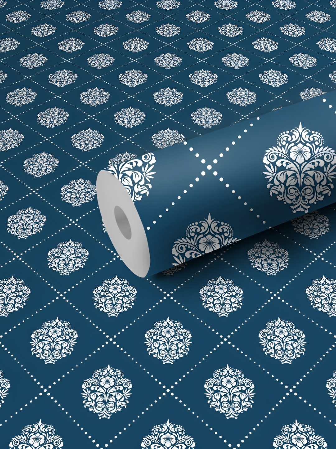 

WALLWEAR Blue & White Floral Printed Self-Adhesive Waterproof Wallpaper