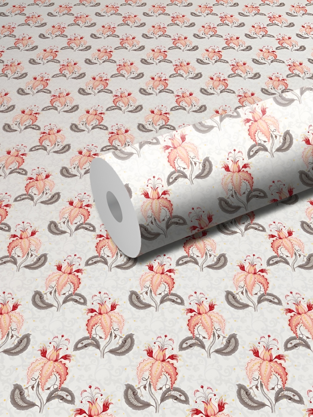 

WALLWEAR White & Peach Floral Printed Wall Sticker