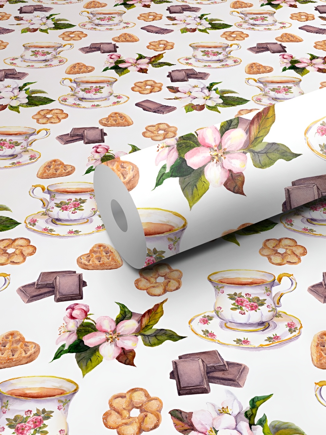 

WALLWEAR Pink & Green Floral Printed Self-Adhesive Wallpaper