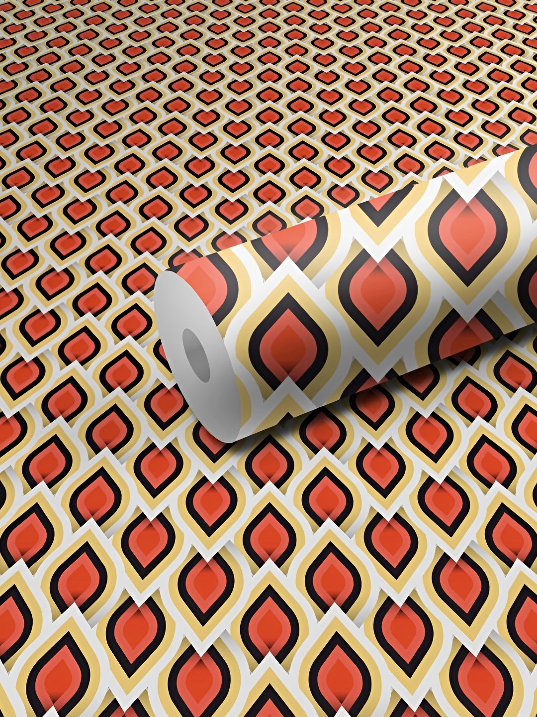 

WALLWEAR Red & Beige Geometric Printed Self-Adhesive Waterproof Wallpaper