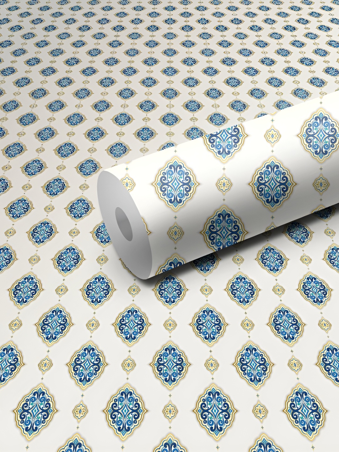 

WALLWEAR White & Blue Floral Printed Wall Sticker