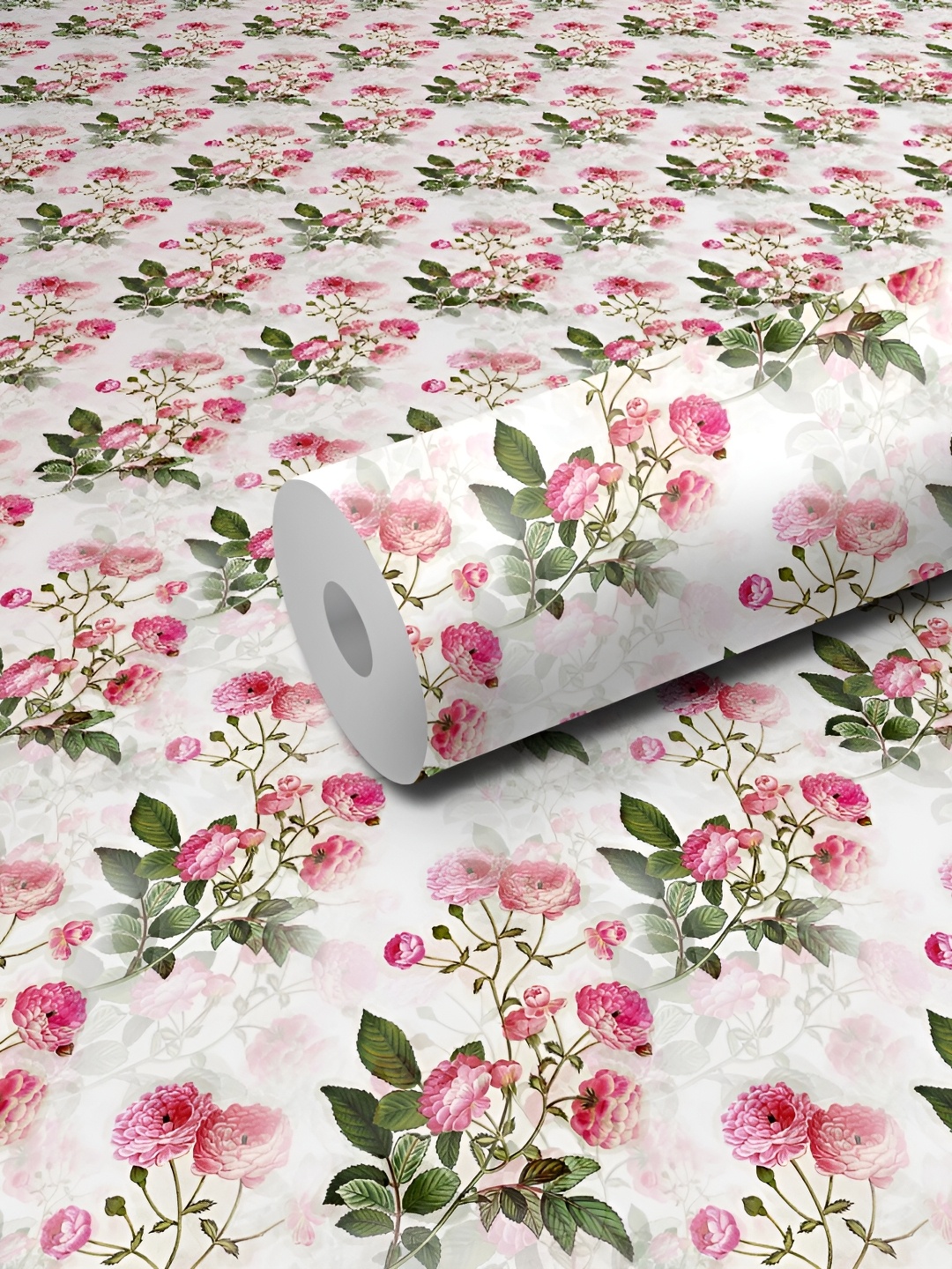 

WALLWEAR White & Pink Floral Printed Wall Sticker