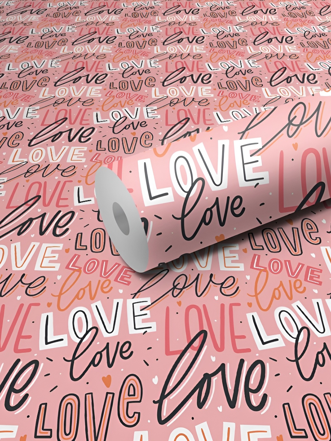 

WALLWEAR White & Pink Typography Printed Self-Adhesive Waterproof Wallpaper