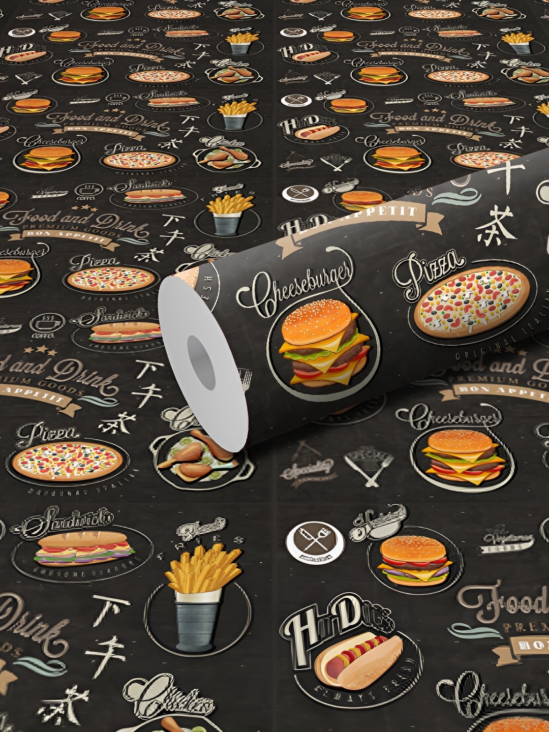 

WALLWEAR Black & Yellow Abstract Printed Wall Sticker