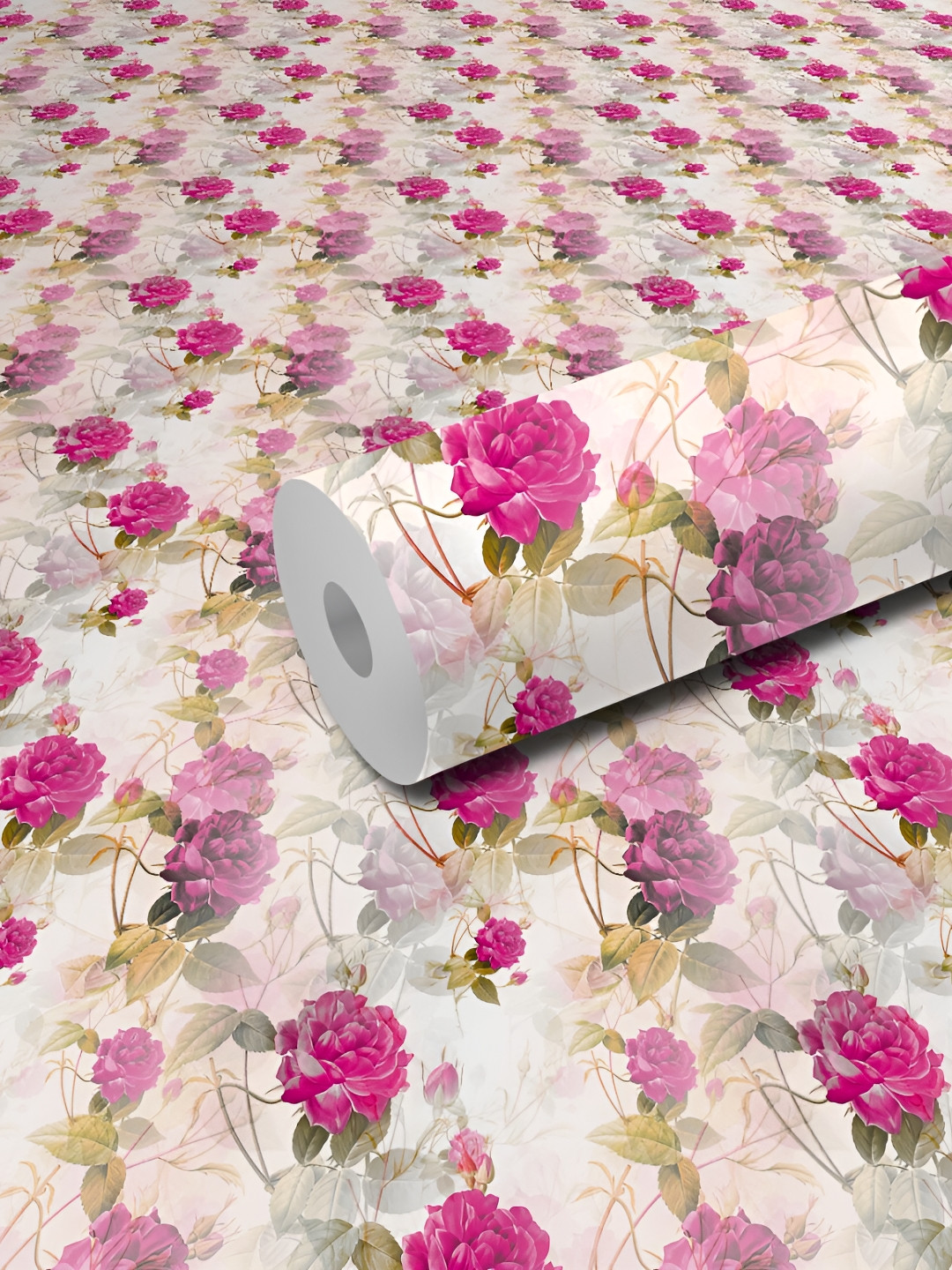 

WALLWEAR White & Pink Floral Printed Waterproof Self-Adhesive Wallpaper