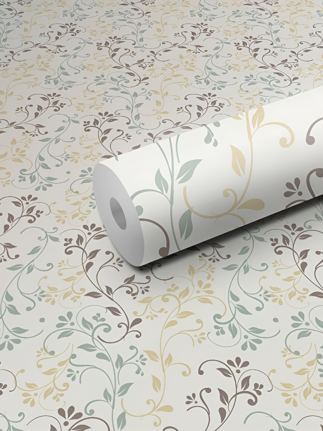 

WALLWEAR Beige & Green Ethnic Motifs-designed Self-Adhesive Wallpaper