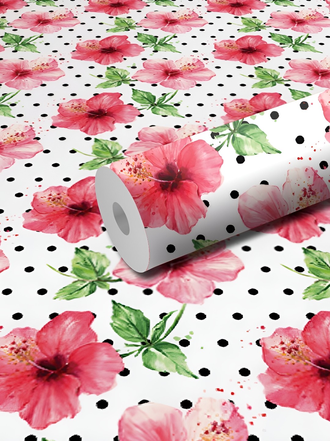 

WALLWEAR White & Pink Floral Printed Wall Sticker
