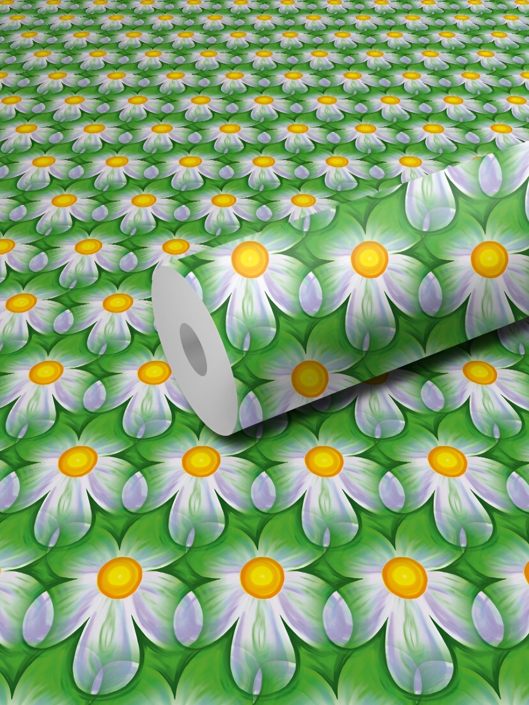 

WALLWEAR White & Green Floral Printed Waterproof Self-Adhesive Wallpaper