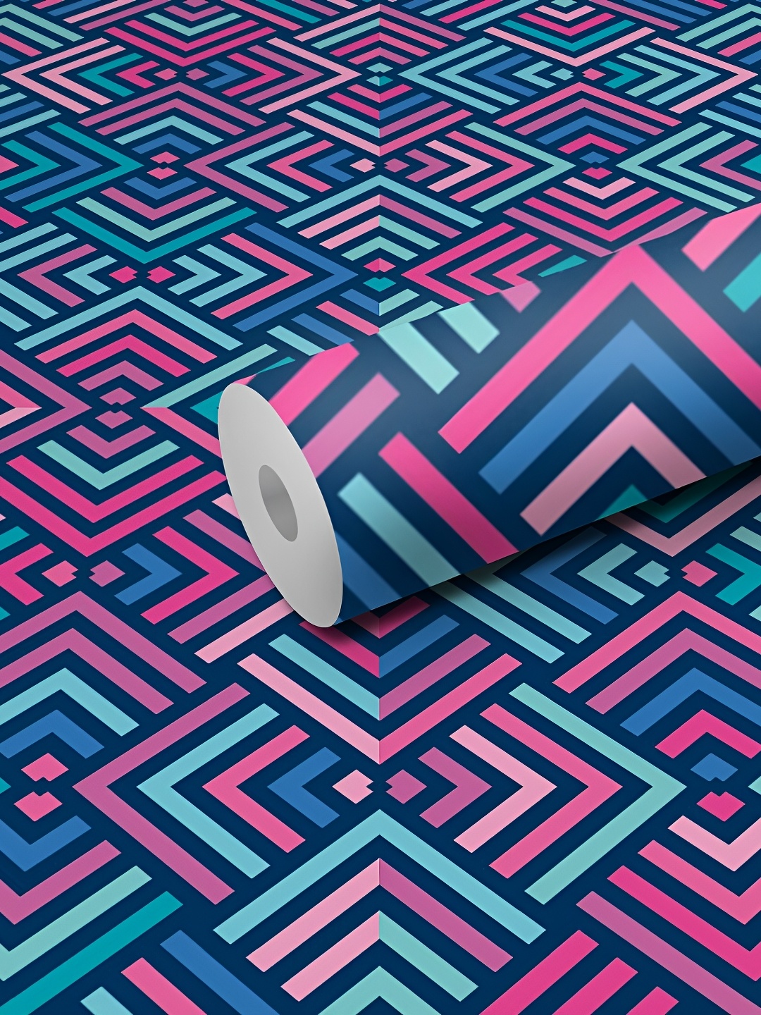 

WALLWEAR Blue & Pink Geometric Printed Wall Sticker