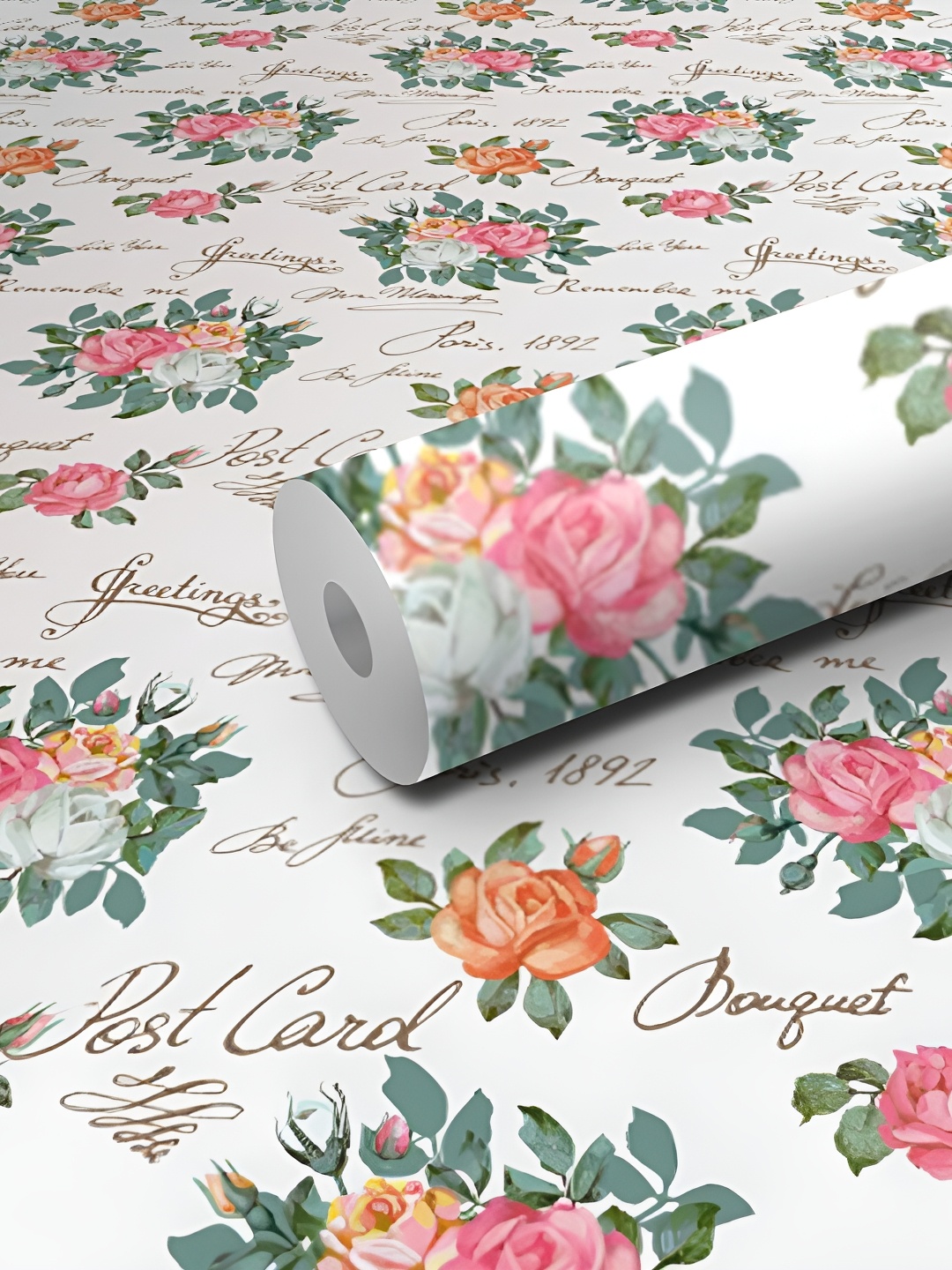 

WALLWEAR Pink & Green Floral Printed Waterproof Self-Adhesive Wallpaper