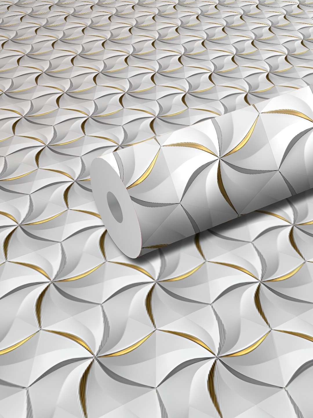 

WALLWEAR Grey & White Geometric Printed Waterproof Self-Adhesive Wallpaper