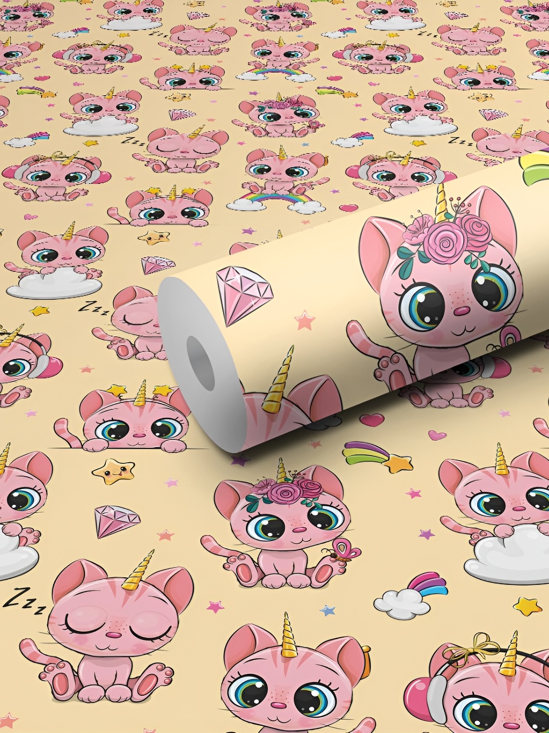 

WALLWEAR Yellow & Pink Self Adhesive Removable Wallpaper