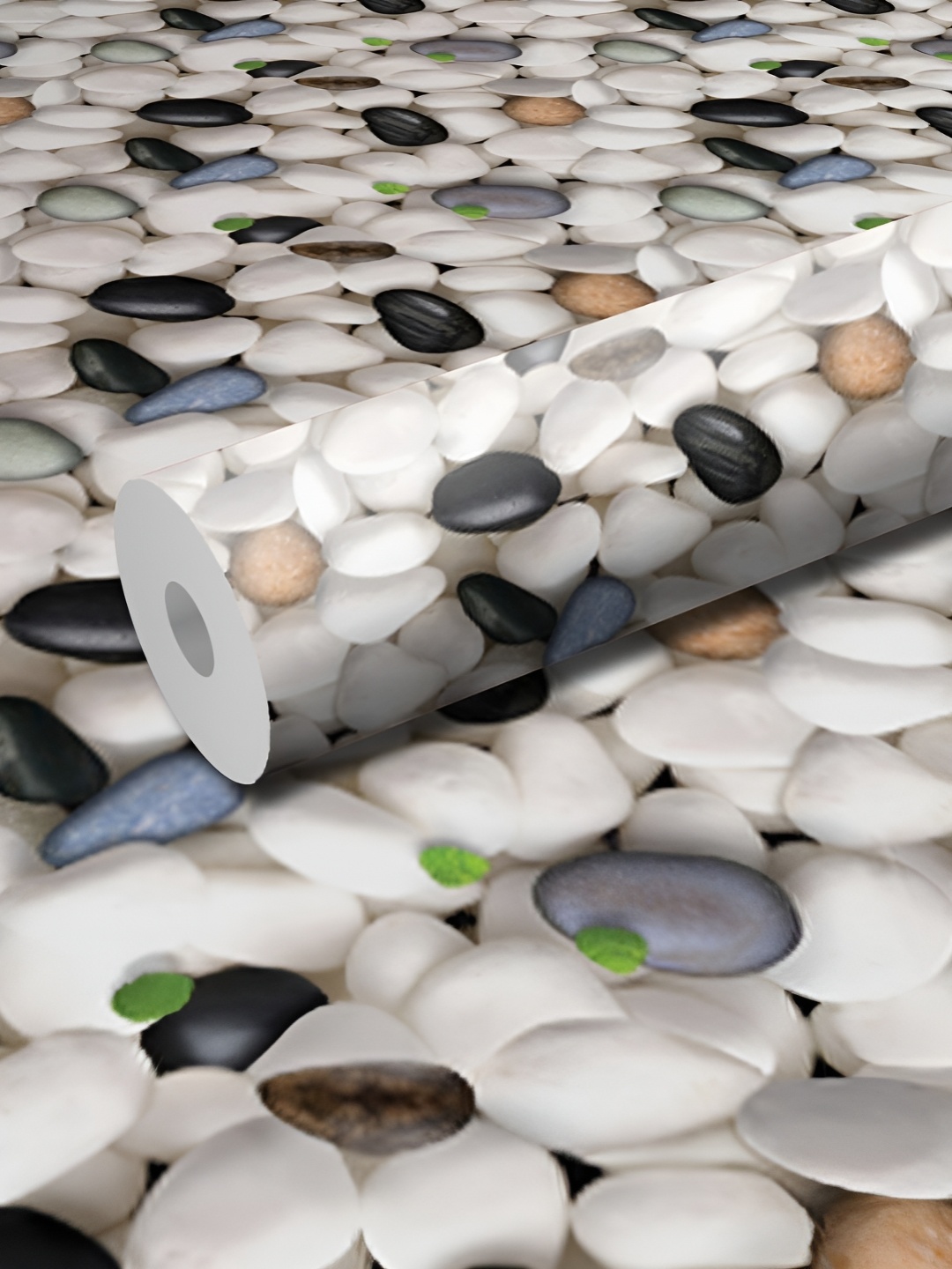 

WALLWEAR White & Black Pebble-Printed Self-Adhesive Removable Wallpaper