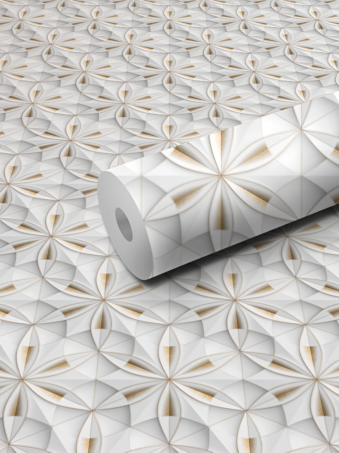 

WALLWEAR White & Brown Floral Self-Adhesive Wallpaper