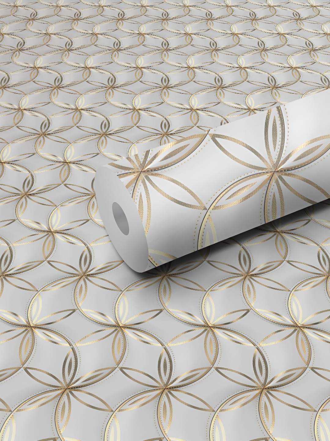 

WALLWEAR Grey & Gold Toned Abstract Printed Wall Sticker