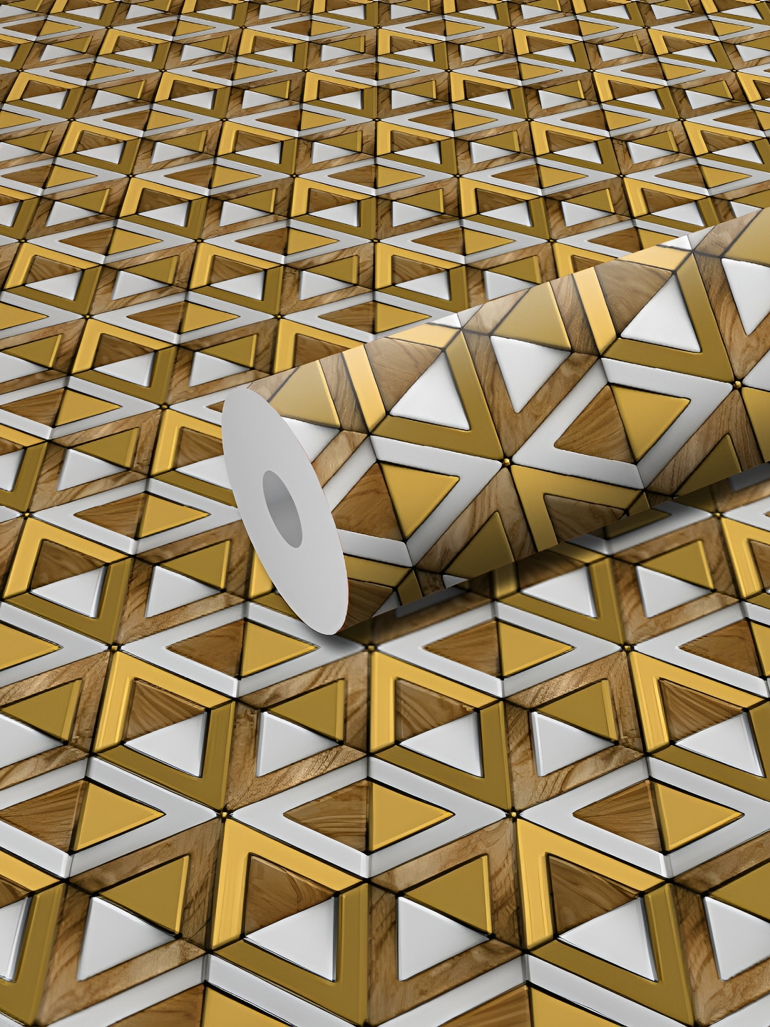 

WALLWEAR Brown & White Printed Self-Adhesive Laminated Wallpaper