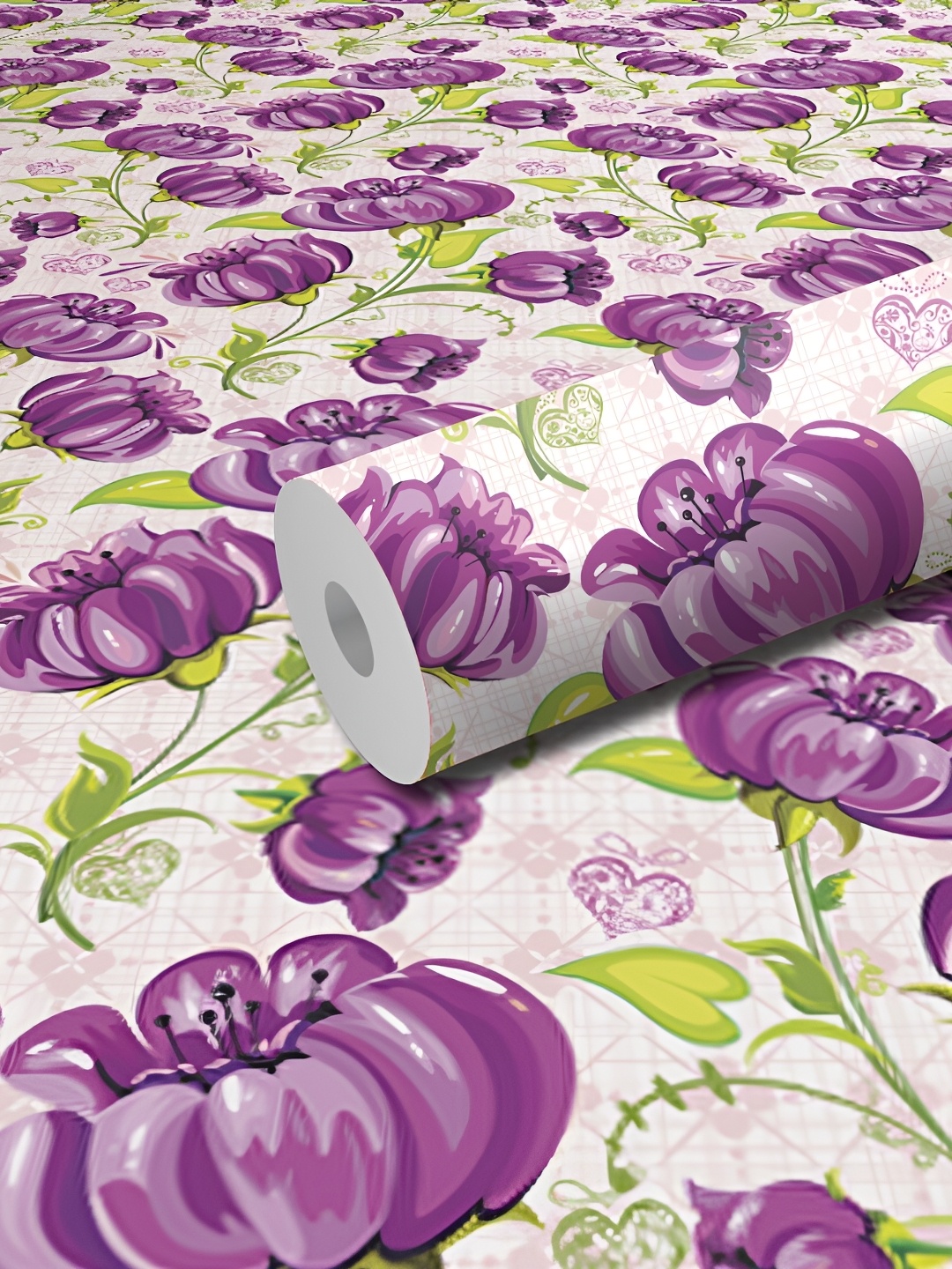 

WALLWEAR Purple & Green Floral Self-Adhesive Wallpaper