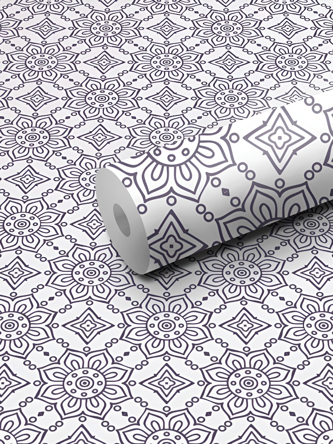 

WALLWEAR White & Grey Floral Printed Waterproof Self-Adhesive Wallpaper