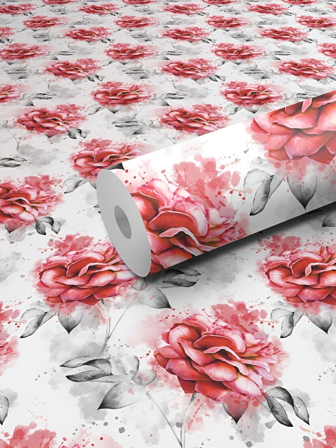 

WALLWEAR White & Pink Printed Self-Adhesive Laminated Wallpaper