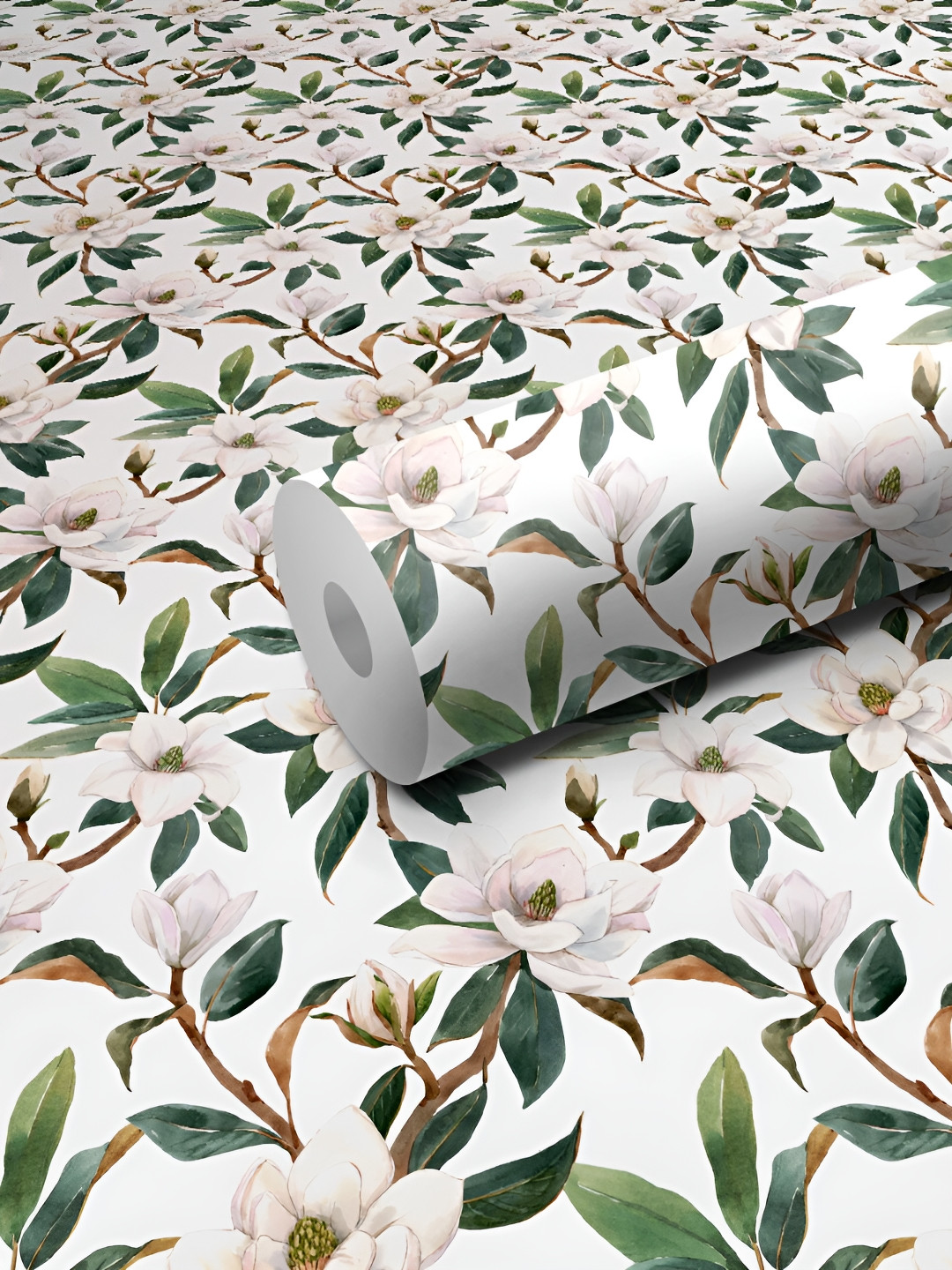 

WALLWEAR White & Green Floral Printed Wall Sticker