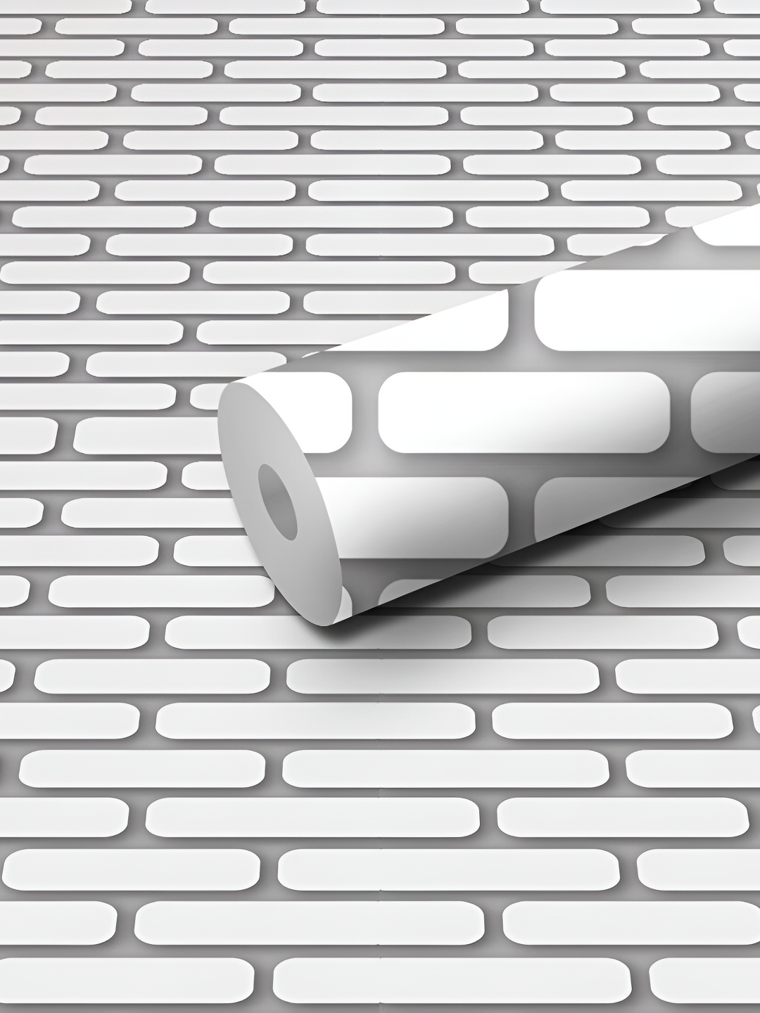 

WALLWEAR White & Grey Geometric Self-Adhesive Wallpaper
