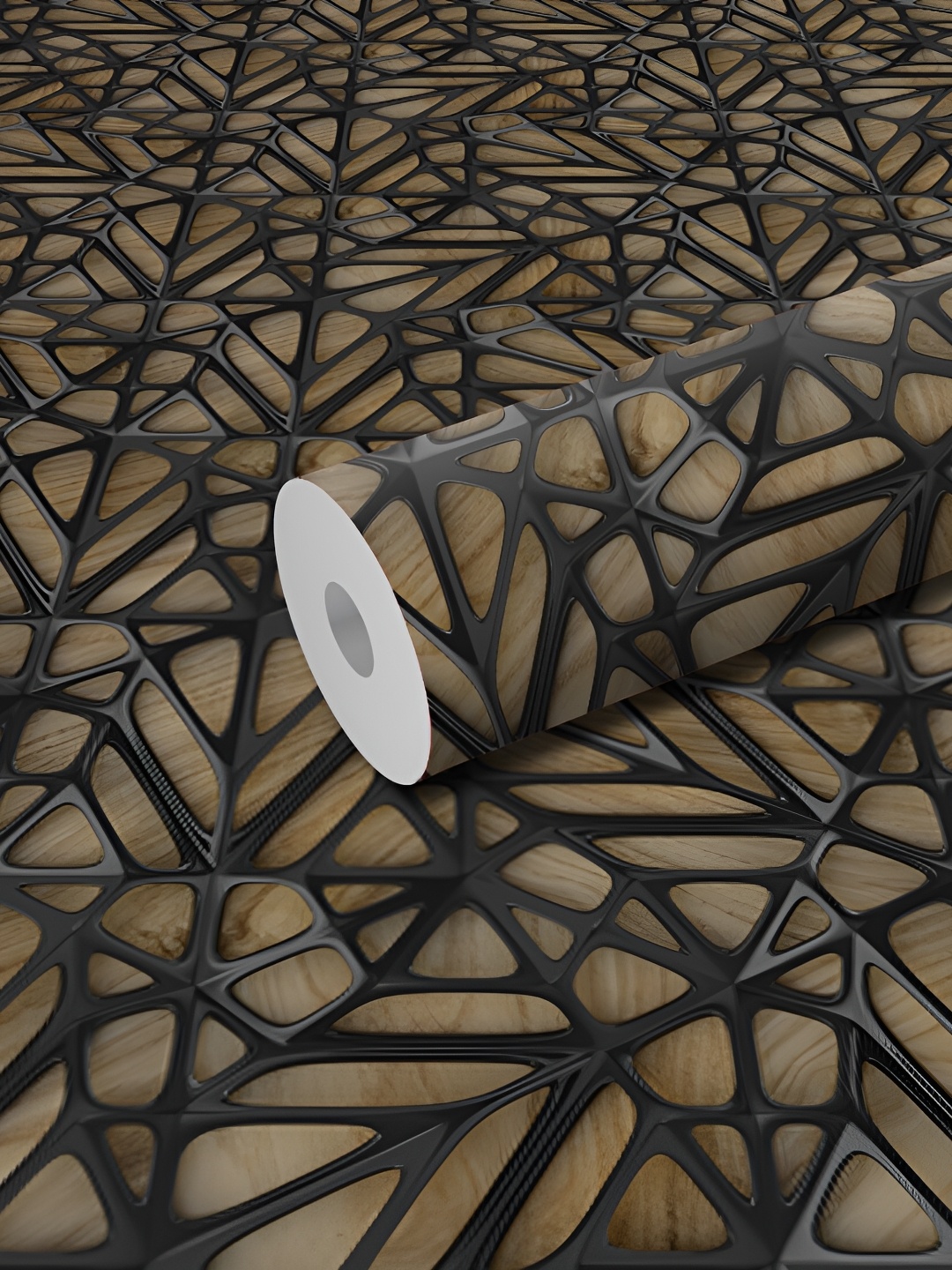 

WALLWEAR Brown & Black Printed Self-Adhesive Laminated Wallpaper