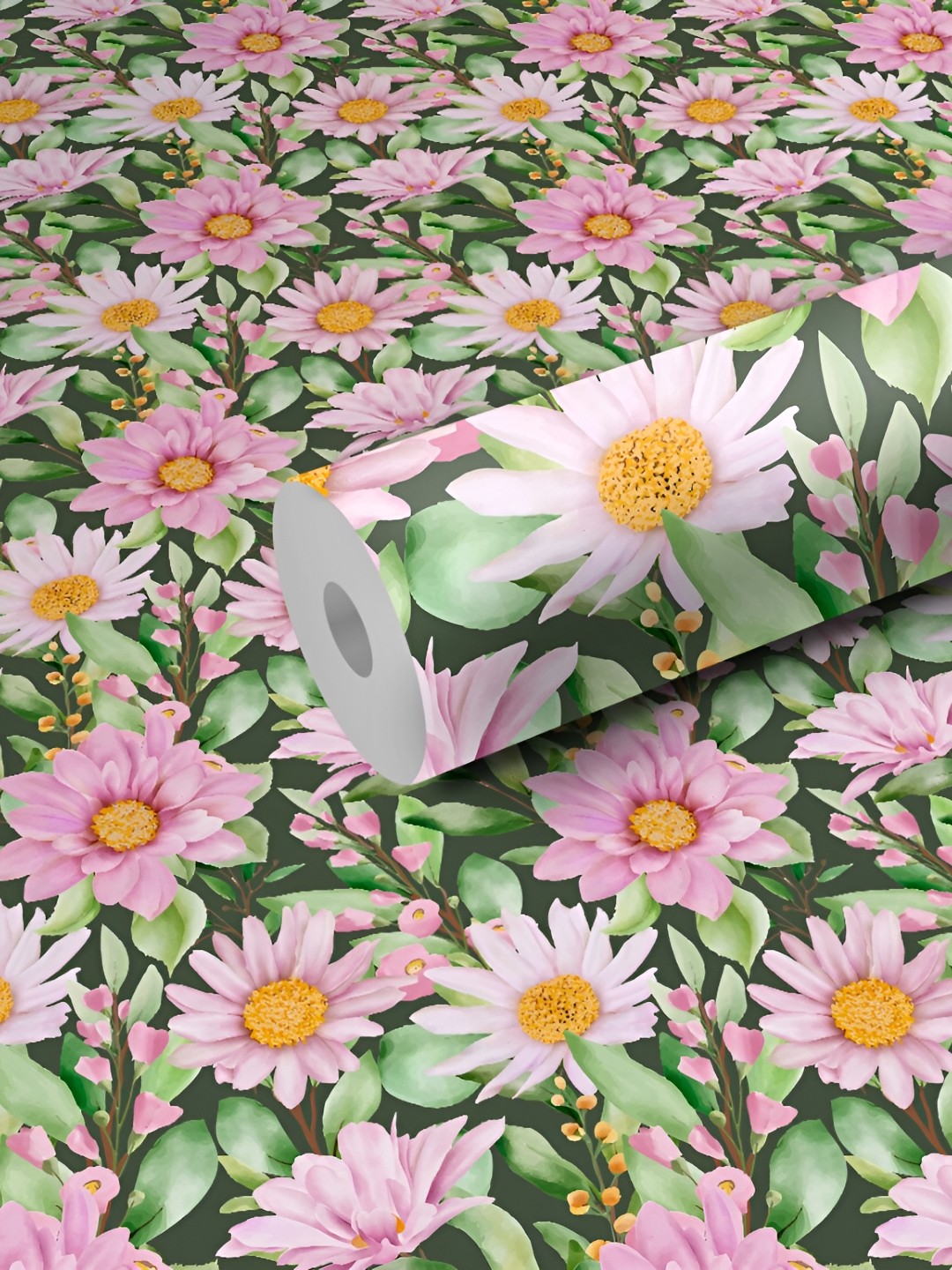 

WALLWEAR Pink & Green Printed Self Adhesive Removable Wallpaper For Wall