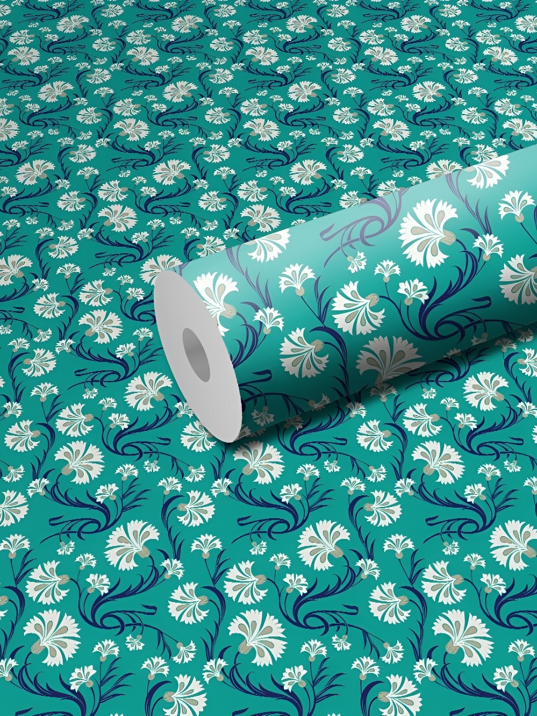 

WALLWEAR White & Blue Floral Printed Waterproof Self-Adhesive Wallpaper