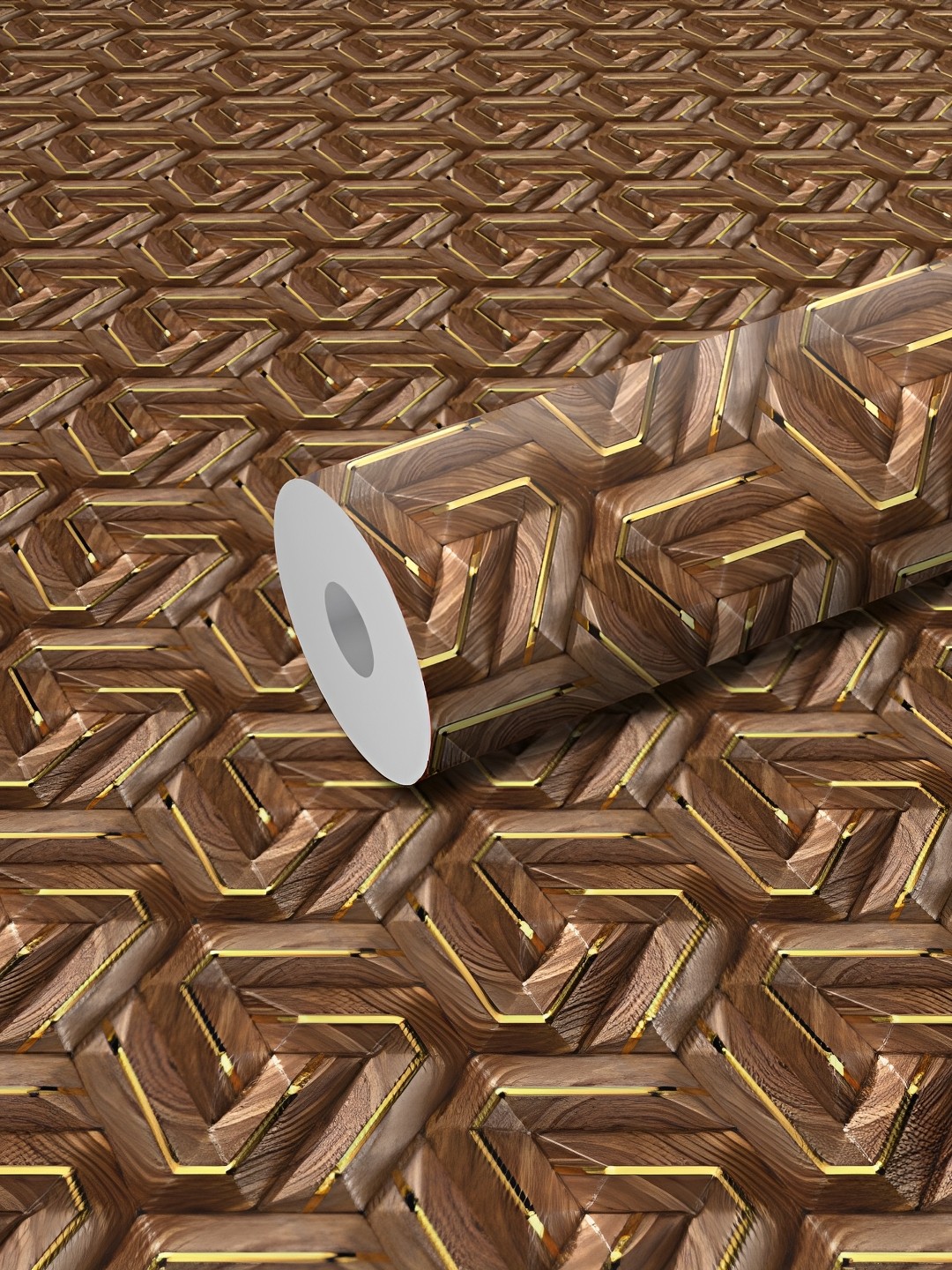 

WALLWEAR Brown & Gold Toned Abstract Printed Wall Sticker