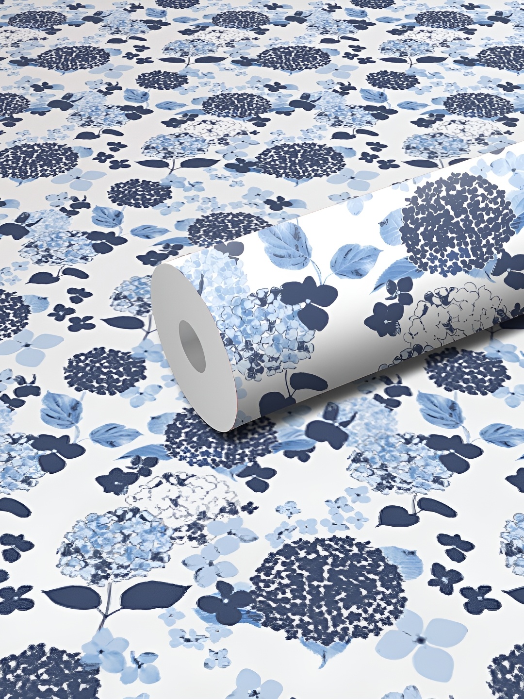 

WALLWEAR White & Blue Printed Self Adhesive Removable Wallpaper For Wall