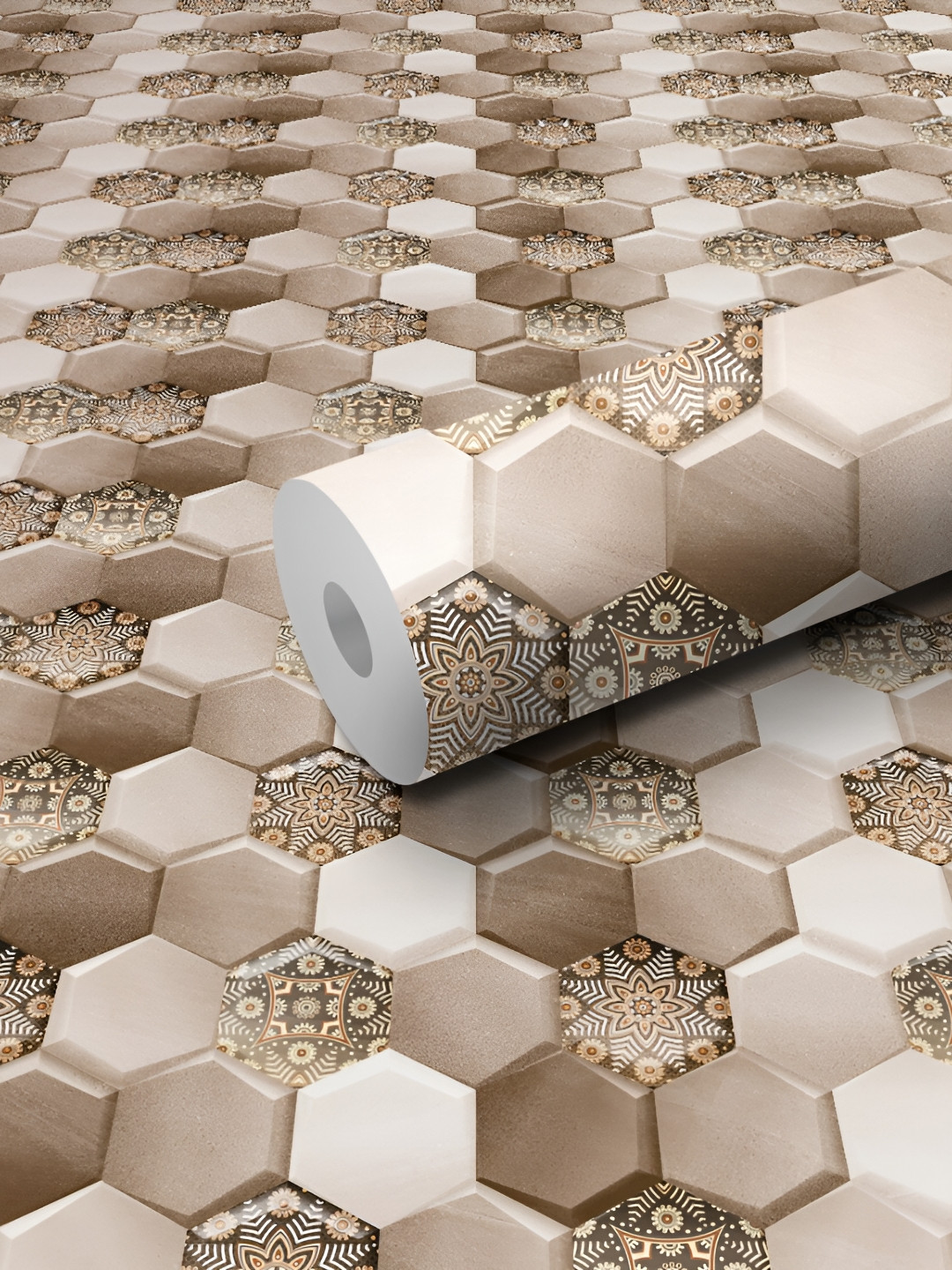 

WALLWEAR Brown Printed Self-Adhesive Laminated Wallpaper