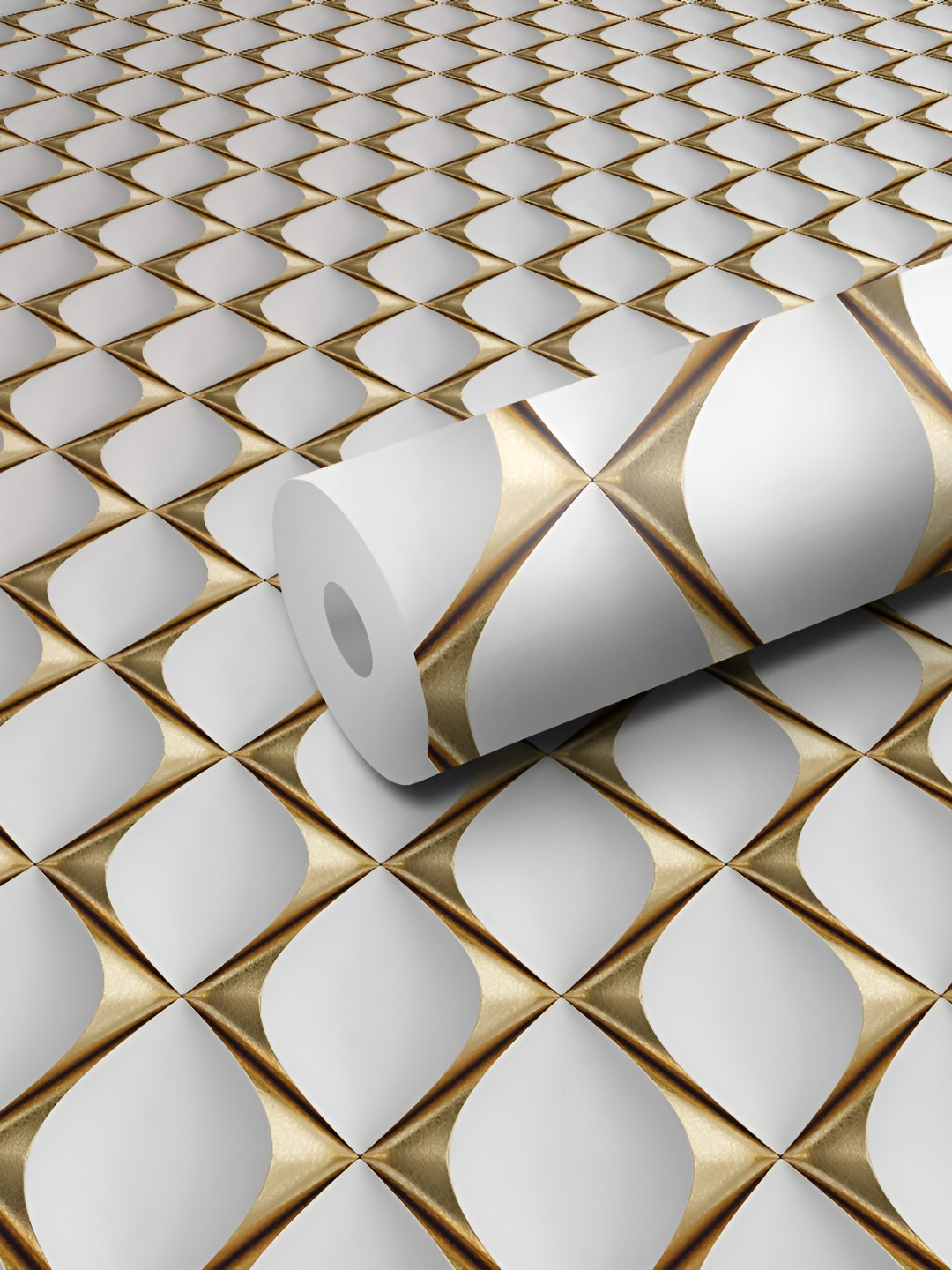 

WALLWEAR White Geometric Printed Self-Adhesive Wallpaper