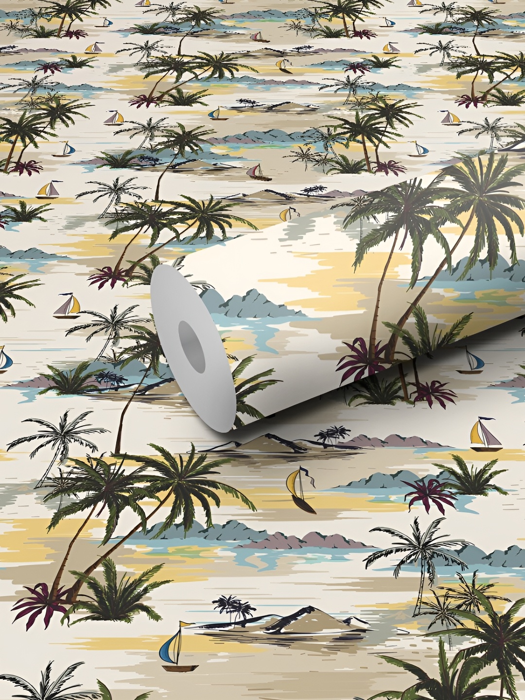 

WALLWEAR Beige & Green Floral and Botanical Printed Wall Sticker