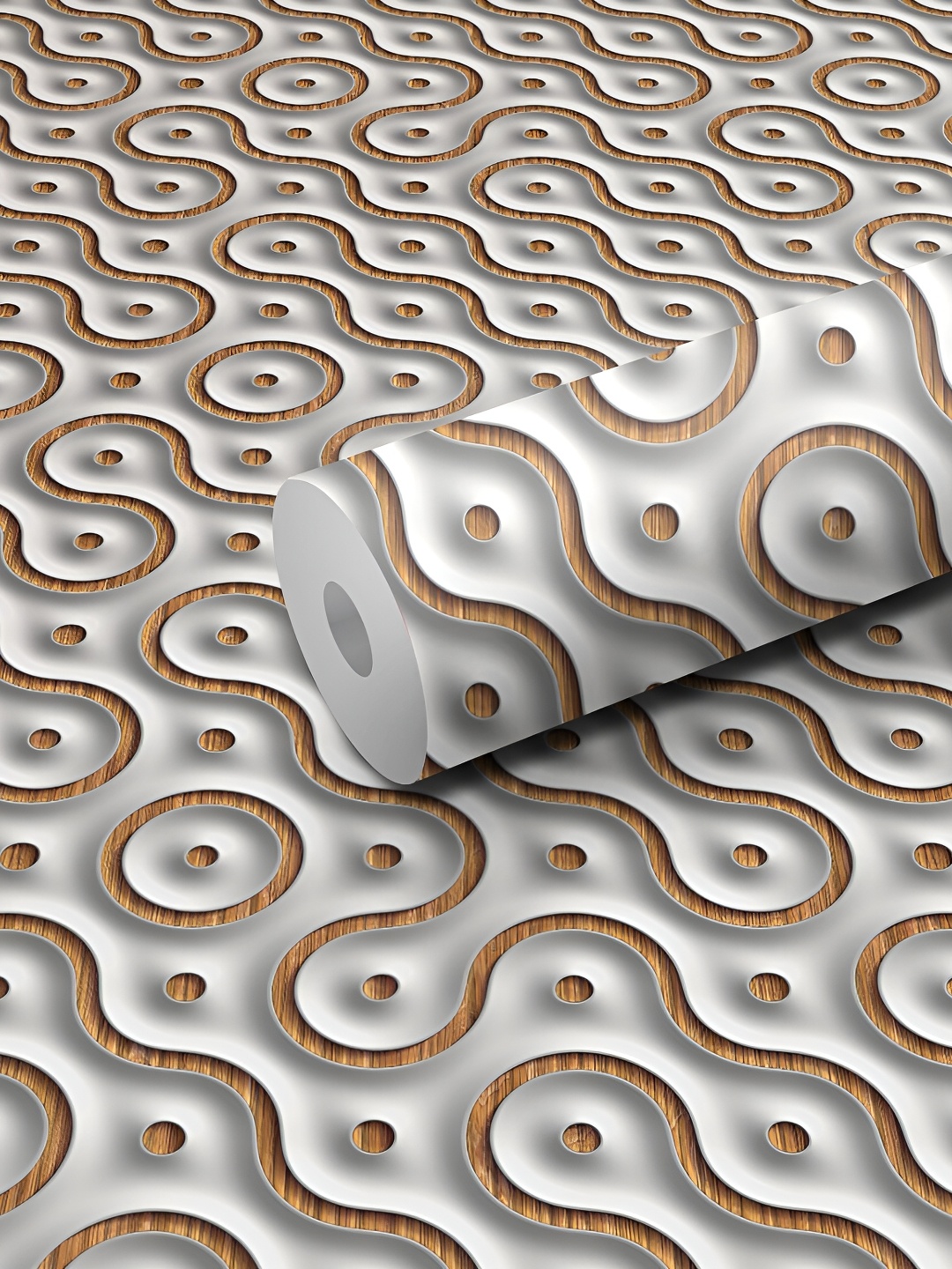 

WALLWEAR White & Brown Geometric Printed Waterproof Self-Adhesive Wallpaper