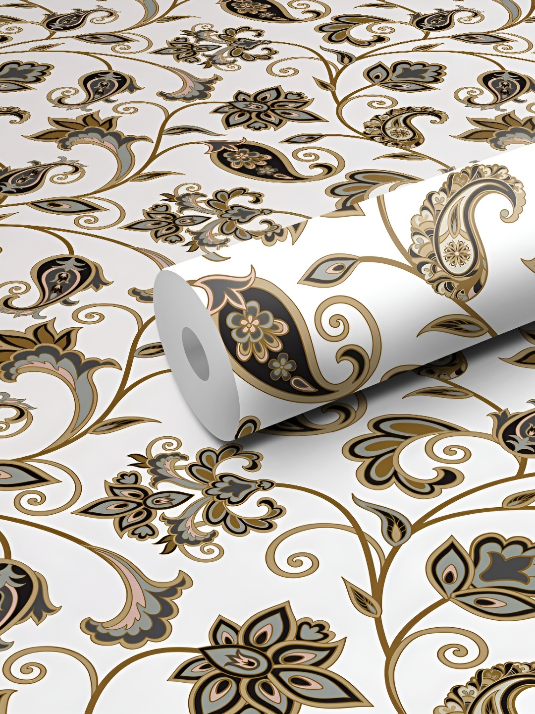 

WALLWEAR White & Brown Floral Printed Wall Sticker