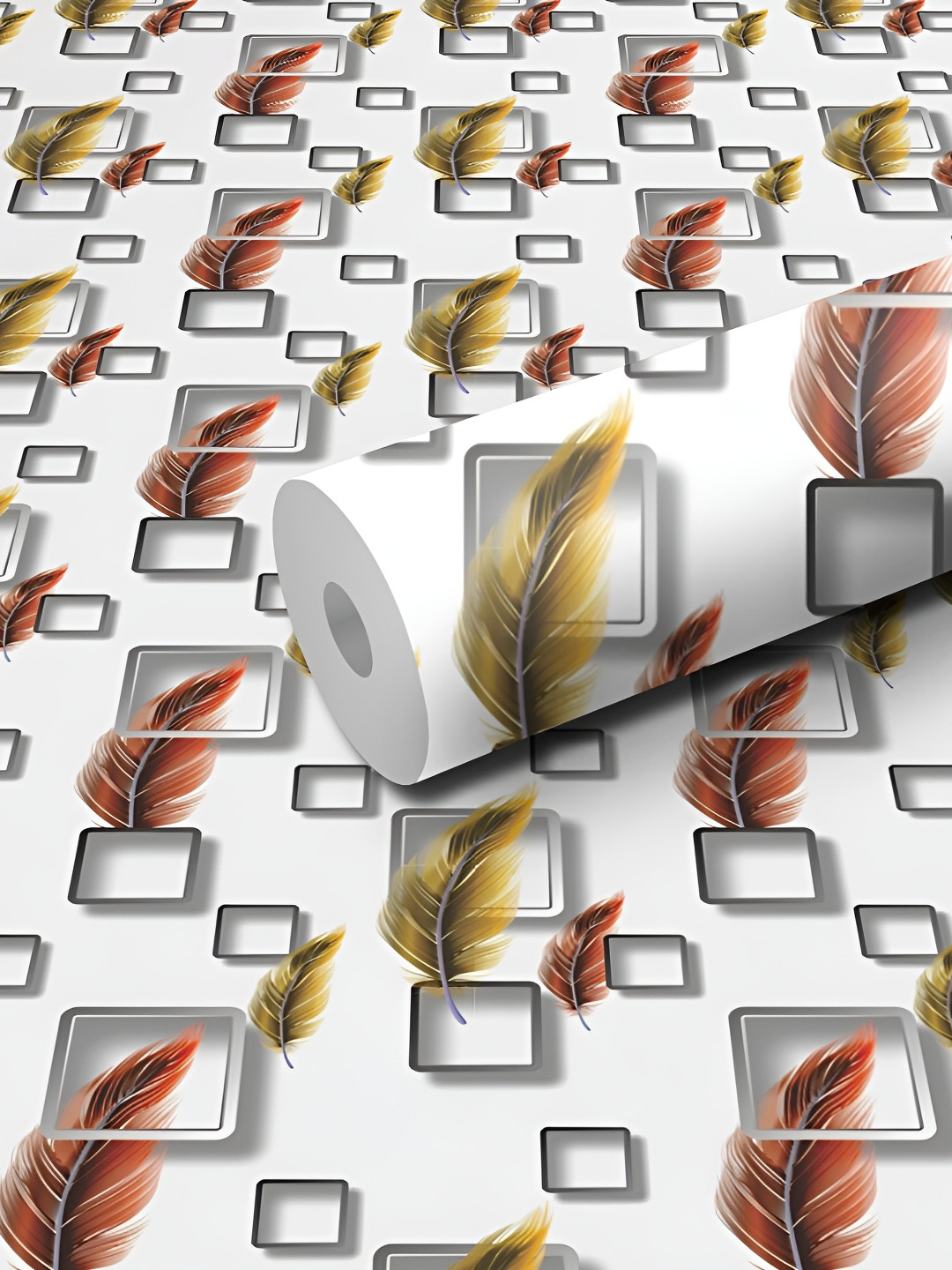 

WALLWEAR White & Grey Printed Wall Sticker