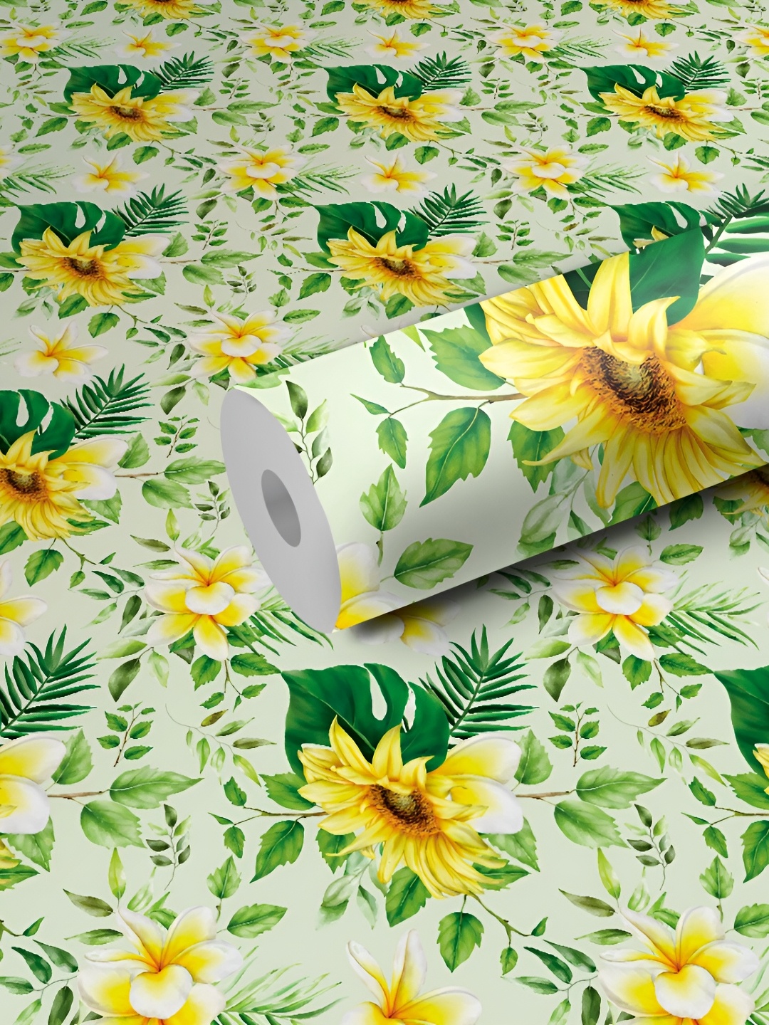 

WALLWEAR Green & Yellow Printed Self-Adhesive Laminated Wallpaper