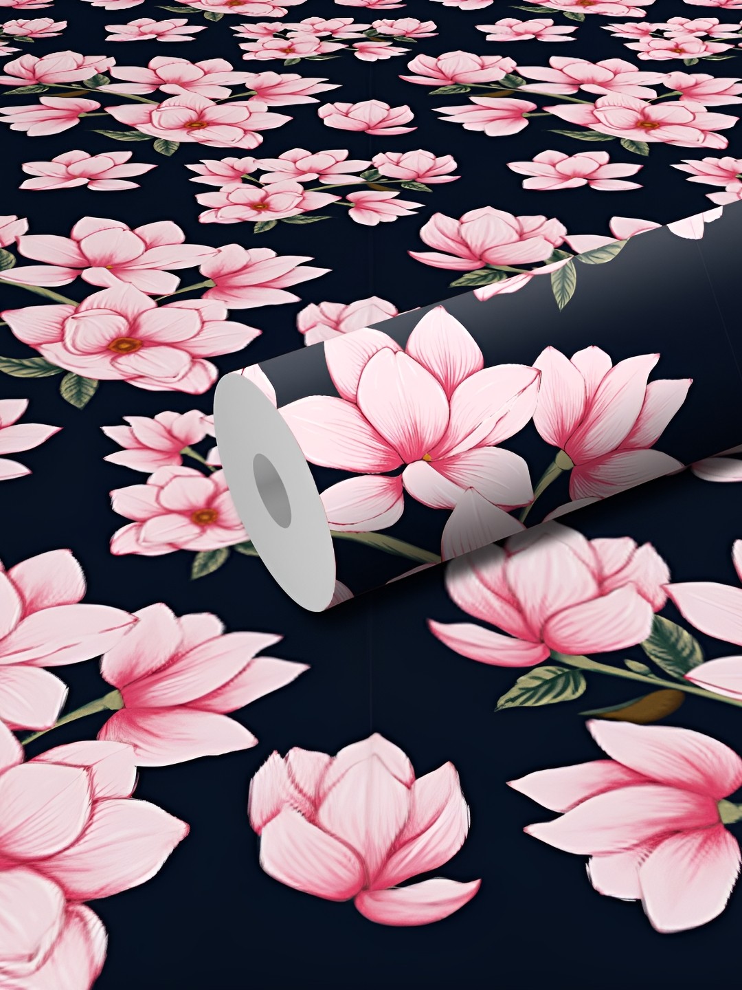 

WALLWEAR Black & Pink Floral Printed Waterproof Self-Adhesive Wallpaper