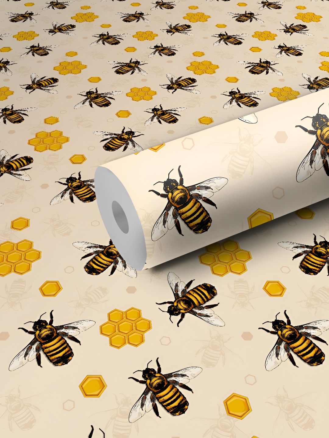 

WALLWEAR Beige & Black Printed Wall Sticker