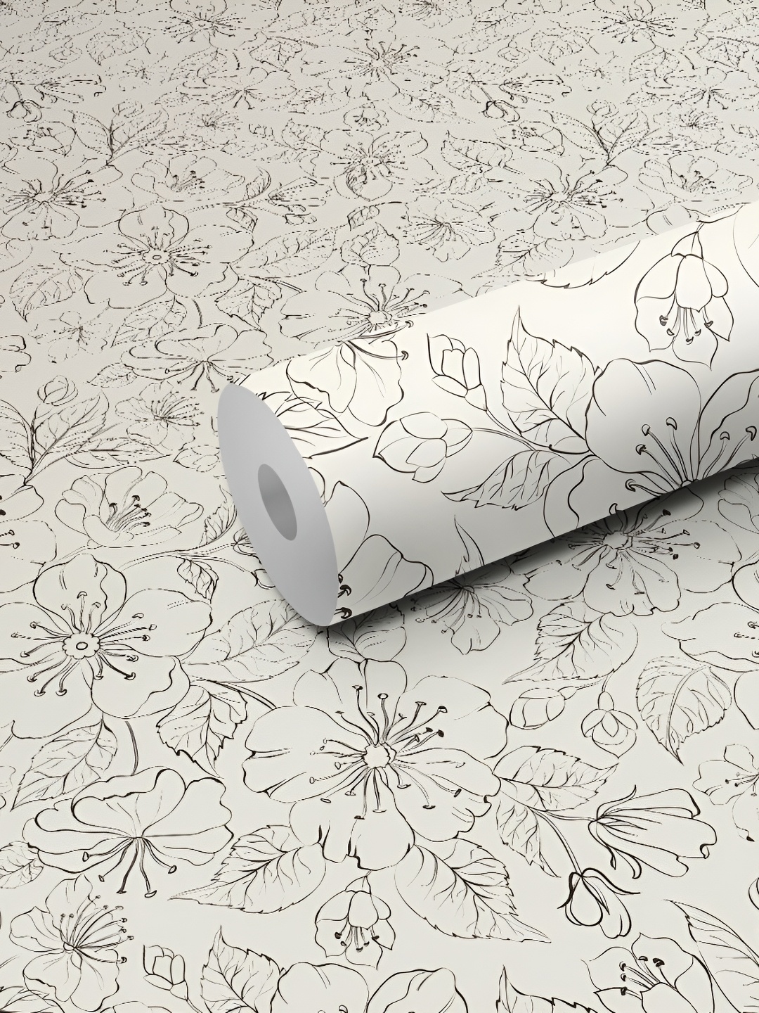 

WALLWEAR Off White & Black Printed Self-Adhesive Laminated Wallpaper