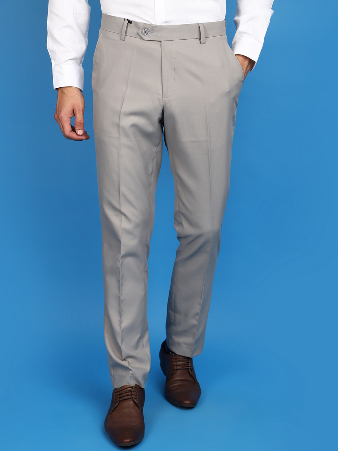 

J White by Vmart Men Slim Fit Formal Trousers, Grey