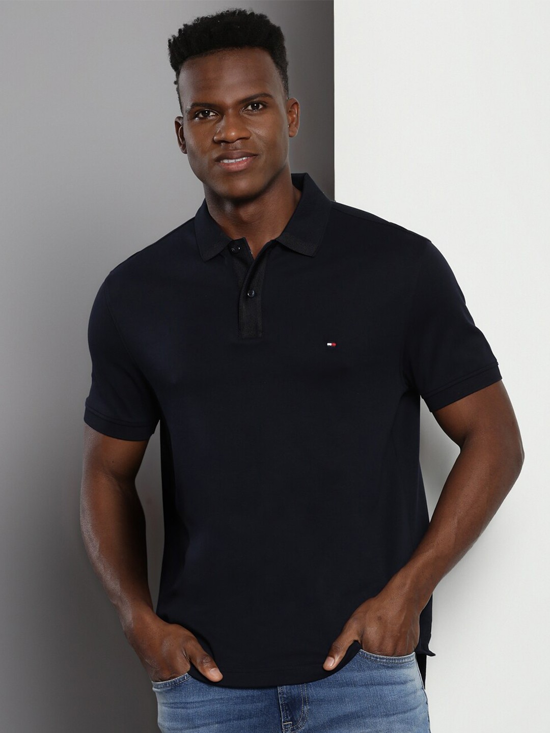

Tommy Hilfiger Polo Collar Cotton T-Shirt, Navy blue