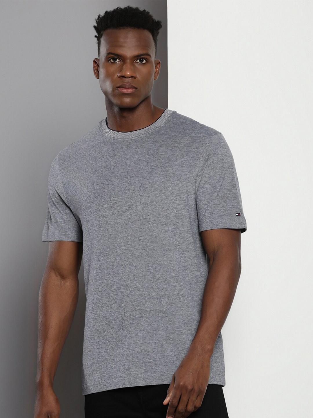 

Tommy Hilfiger Round Neck Cotton T-shirt, Grey melange