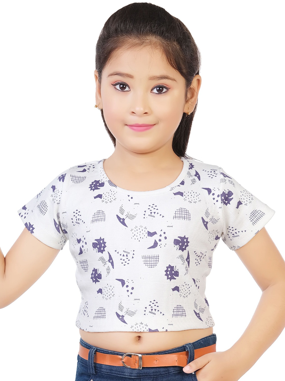 

CELEBRITY CLUB Girls Graphic Print Crop Top, White