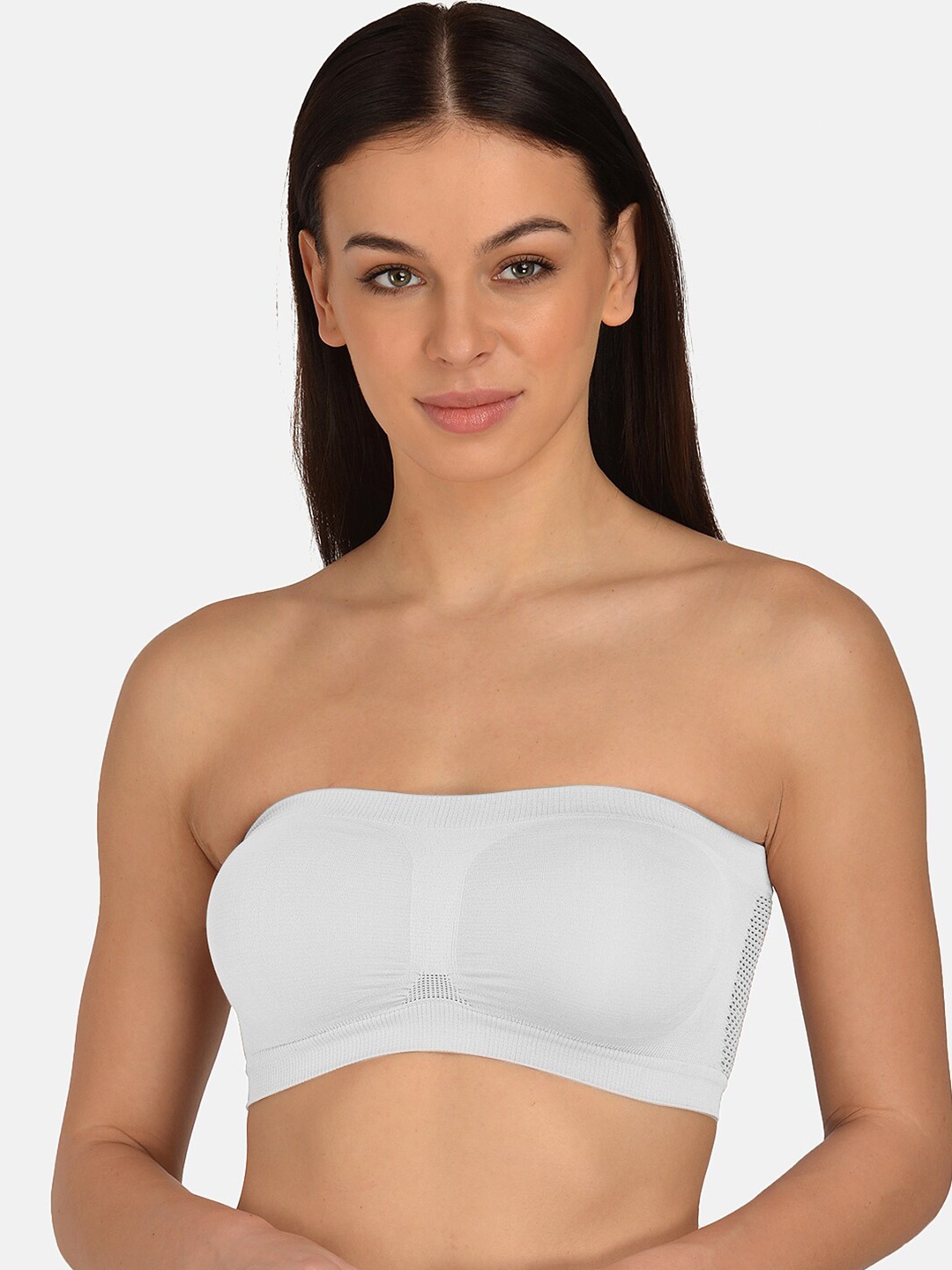 

mod & shy Full Coverage Seamless Non Padded Bandeau Bra With All Day Comfort, White